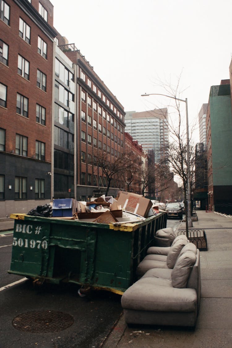 Trash On Street In City