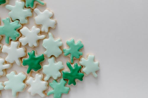 Cookies with Green and White Icing on Top