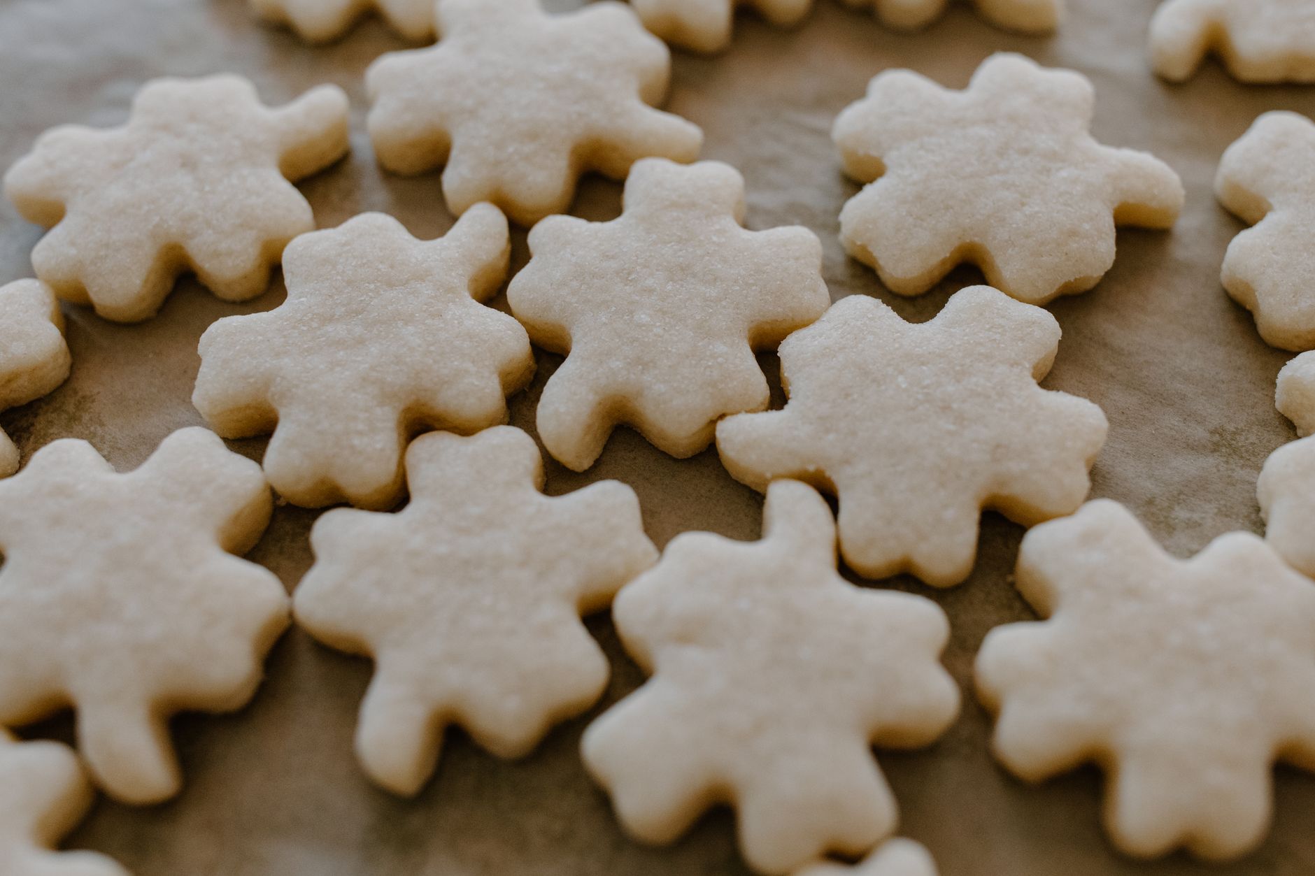 Assortment of sugar cookies ready for decorating on a rustic wooden table