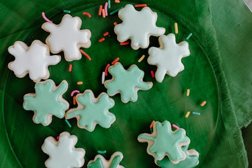 Free Green and White Cookies on the Table Stock Photo