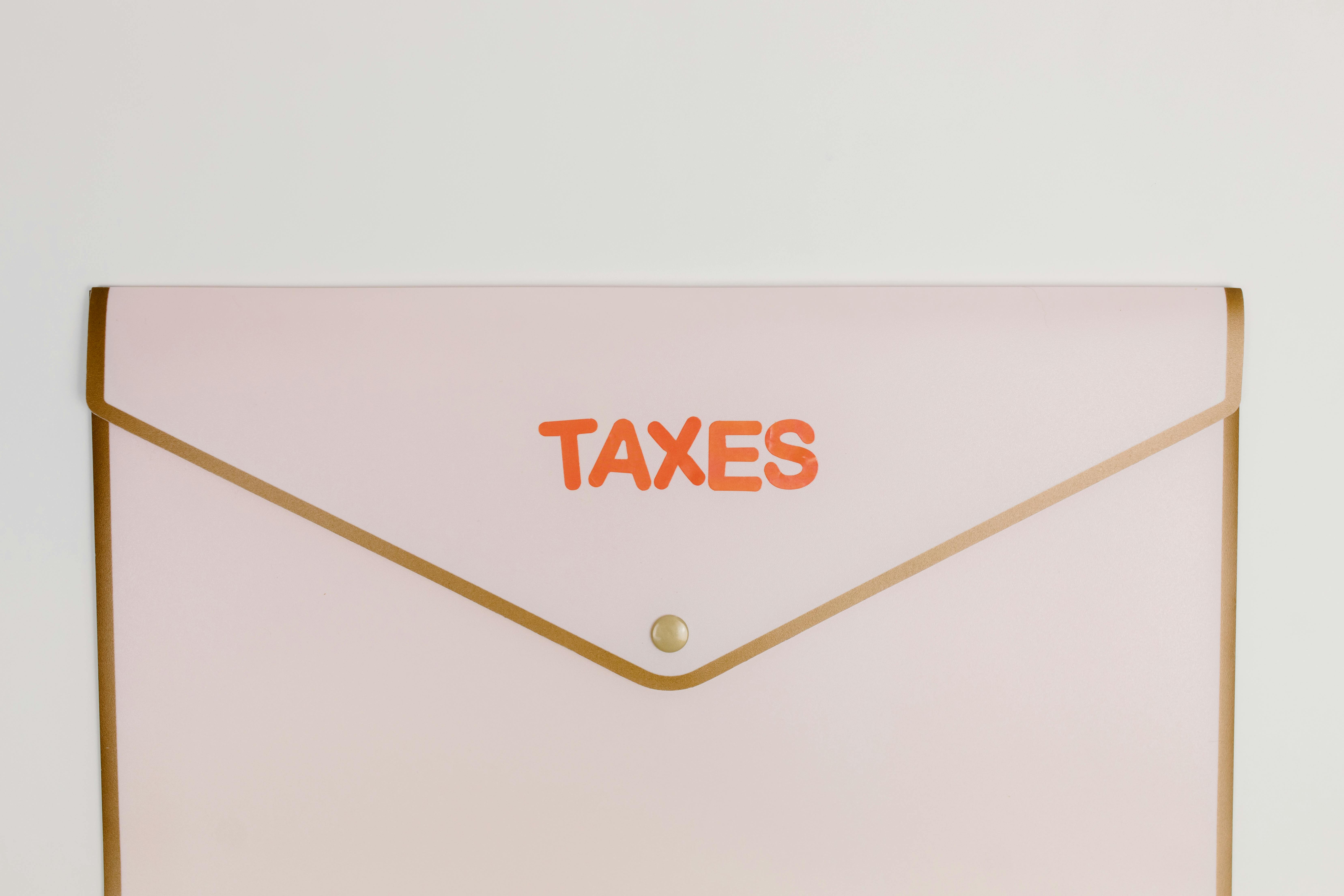 an envelope labelled taxes