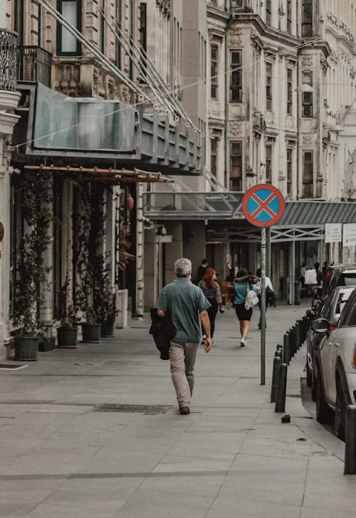 People Walking on the Sidewalk