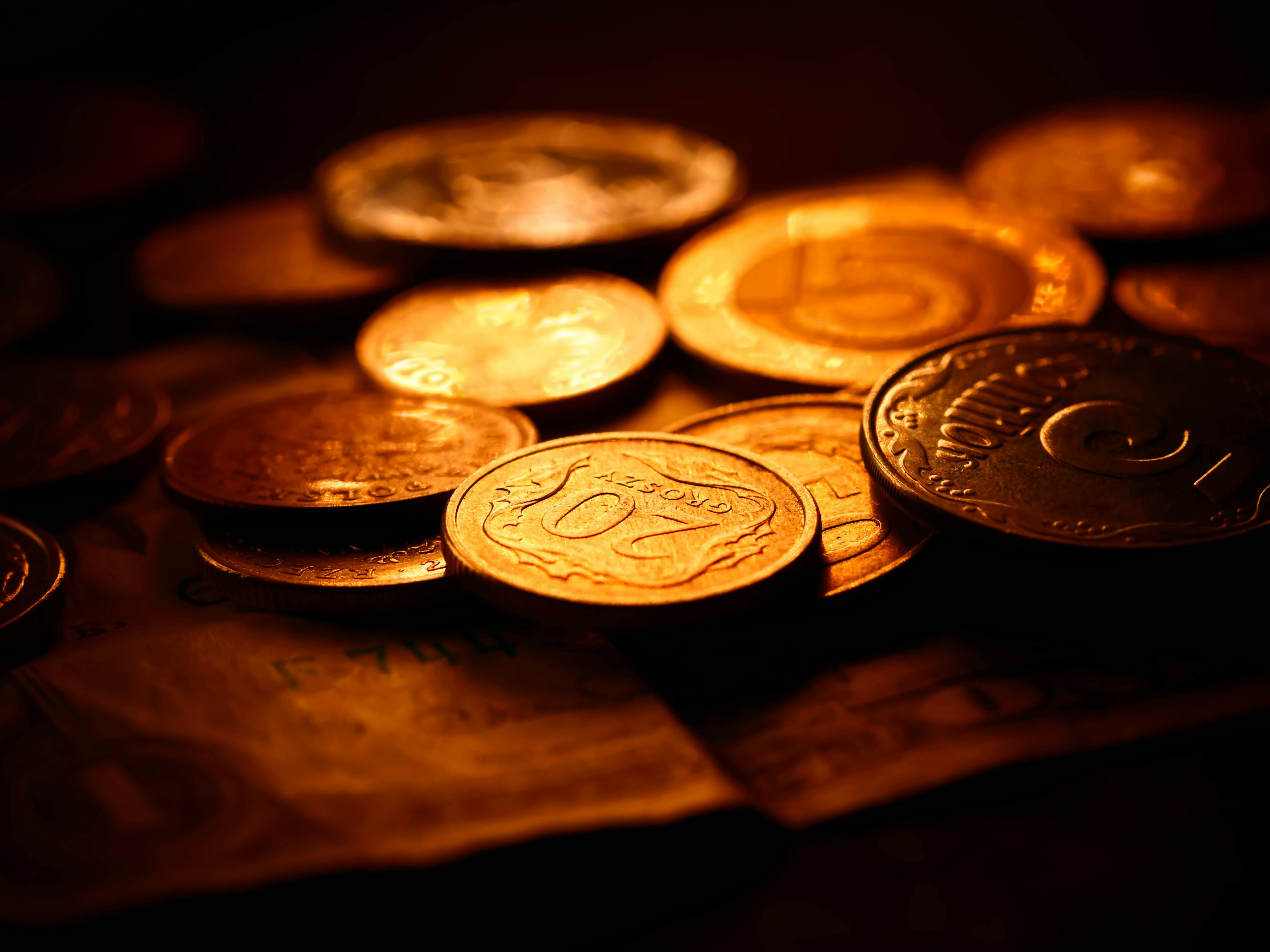 close up shot of gold coins