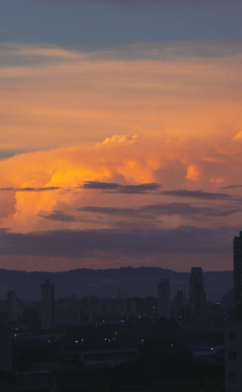 Silhouette of City Buildings during Sunset