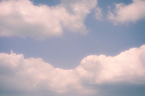 Fluffy clouds in blue sky