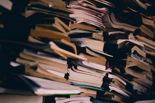 Stack of books in room