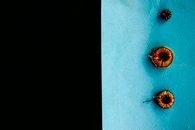 Set of inductors on blue surface