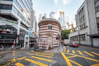 Building at a Zebra Crossing on a Road Intersection
