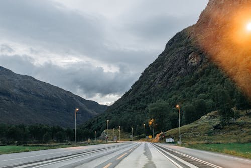 Empty Highway Between Mountains