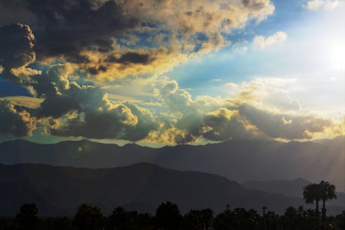 Silhouette of Mountains during Sunset