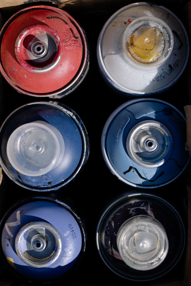 Close-Up Shot Of Spray Paints