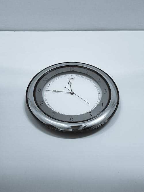 Photo of a Silver Analogue Wall Clock