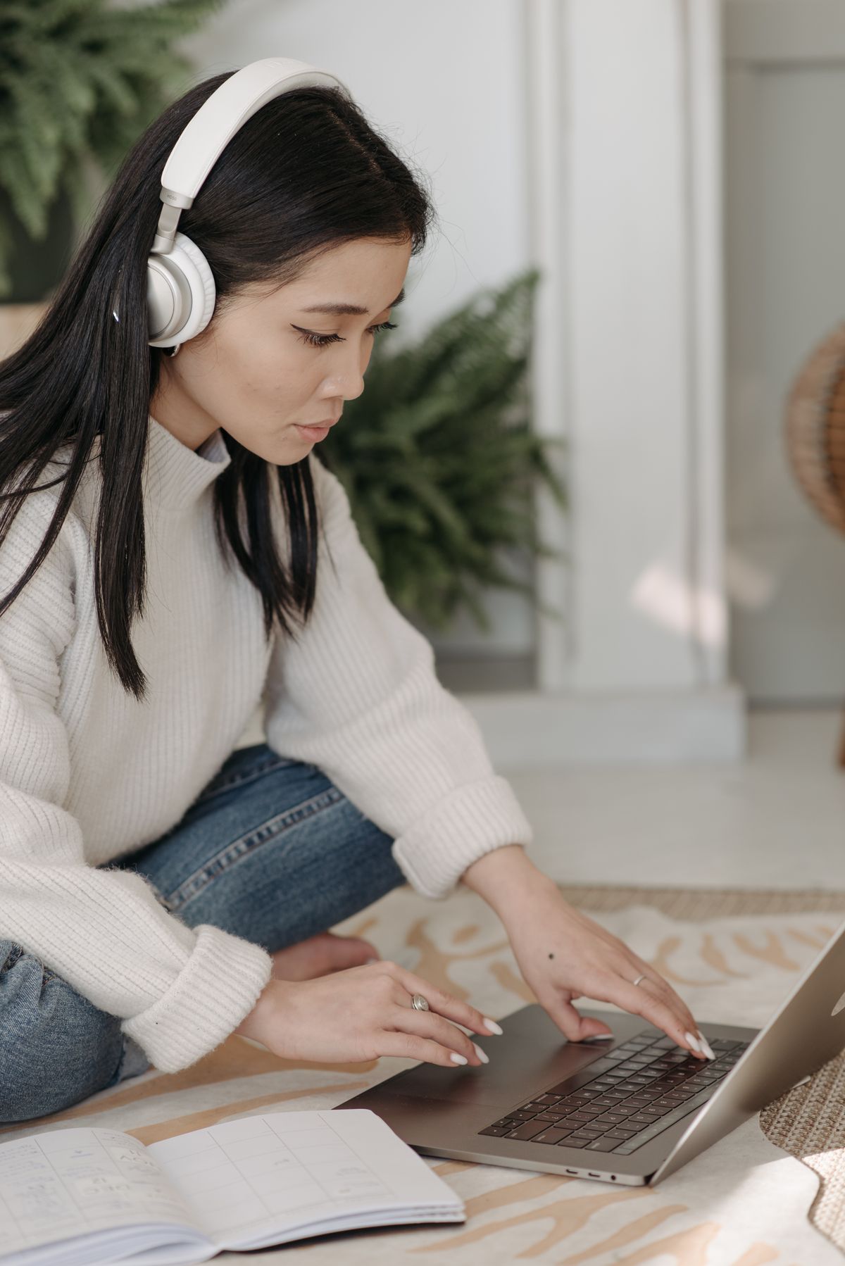 A virtual assistant working from home with headphones
