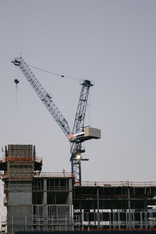 Construction Site with Big Tower Crane