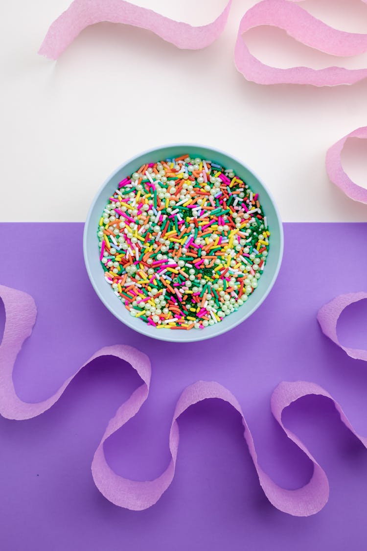 Flatlay Of Candies On A Bowl