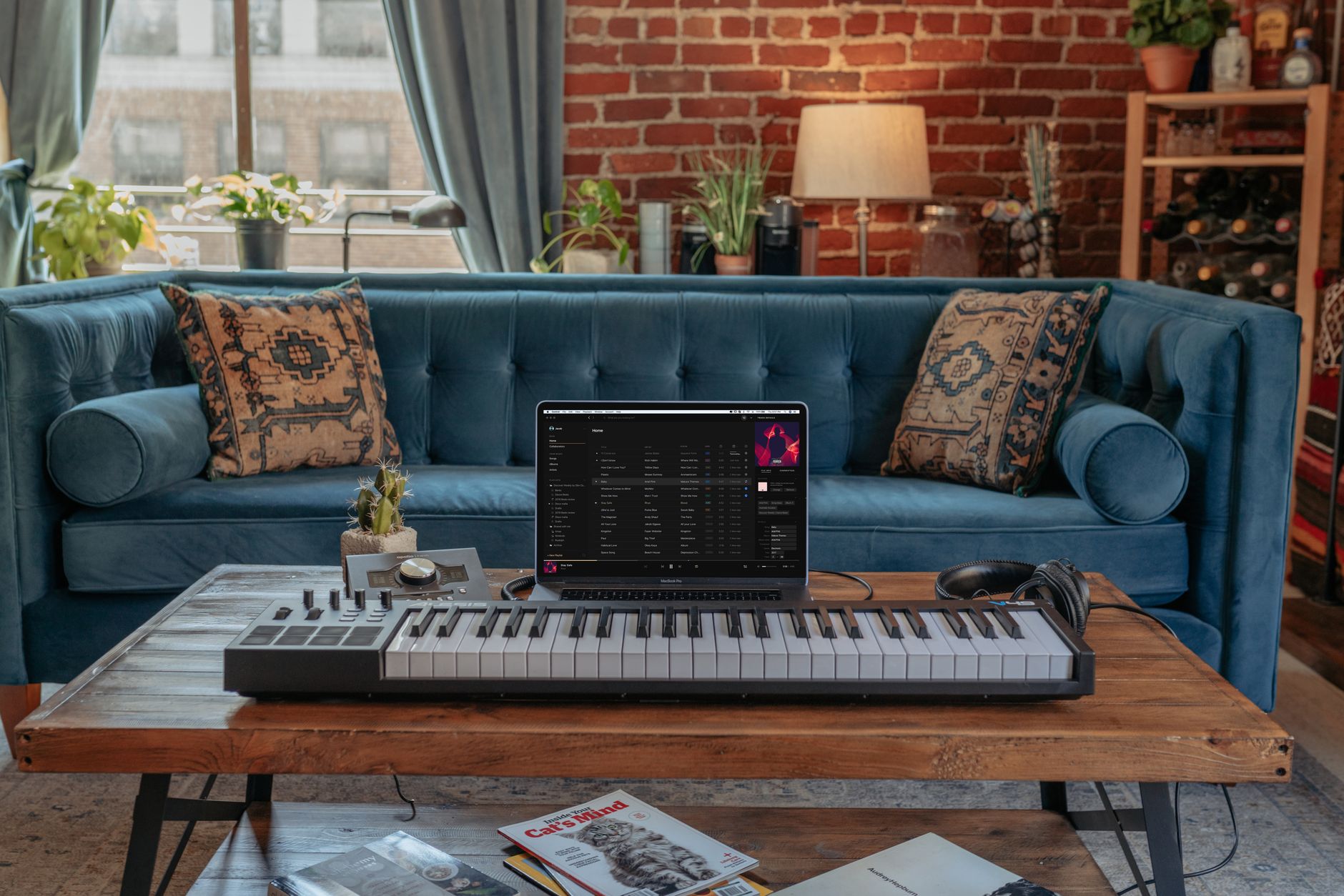 Hardware Hub Setup Home studio hardware setup connected to a rack audio interface