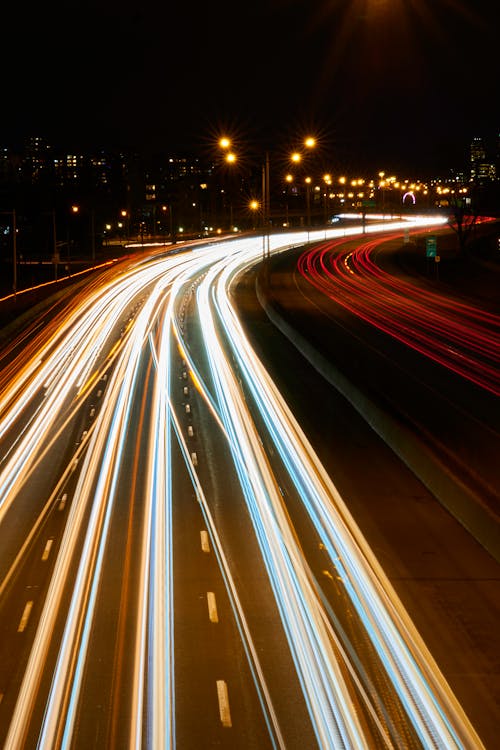 Lights Streaks of Motor Vehicles on the Highway