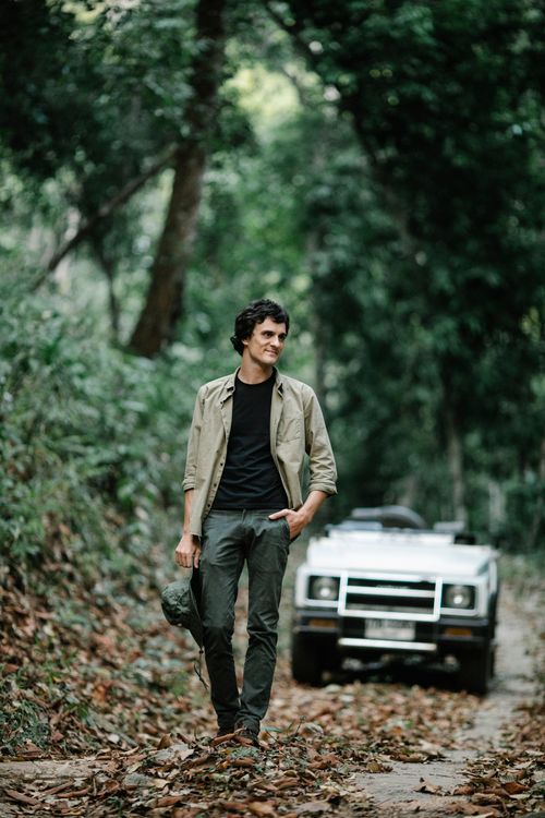 Happy man walking on path in forest · Free Stock Photo