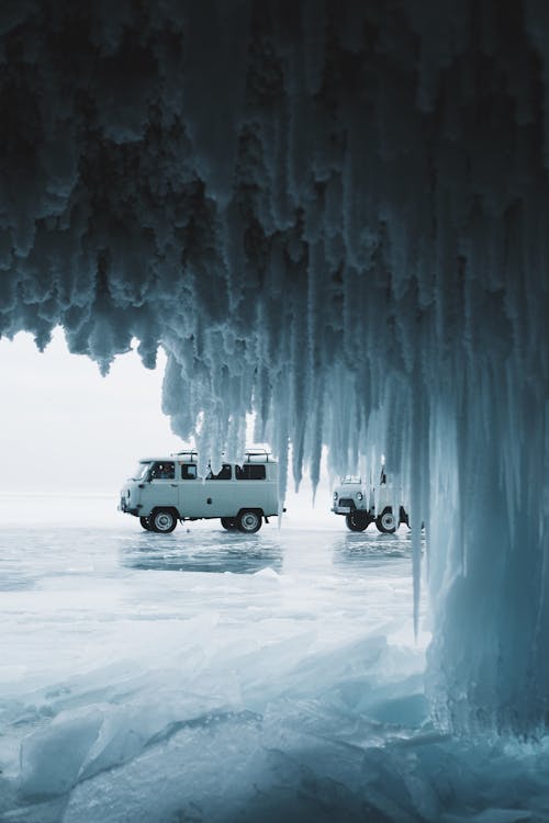 arabalar, buz, buzu saçakları içeren Ücretsiz stok fotoğraf