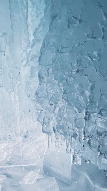 Stunning close-up of winter ice formations in Yalga, showcasing natural icy textures.