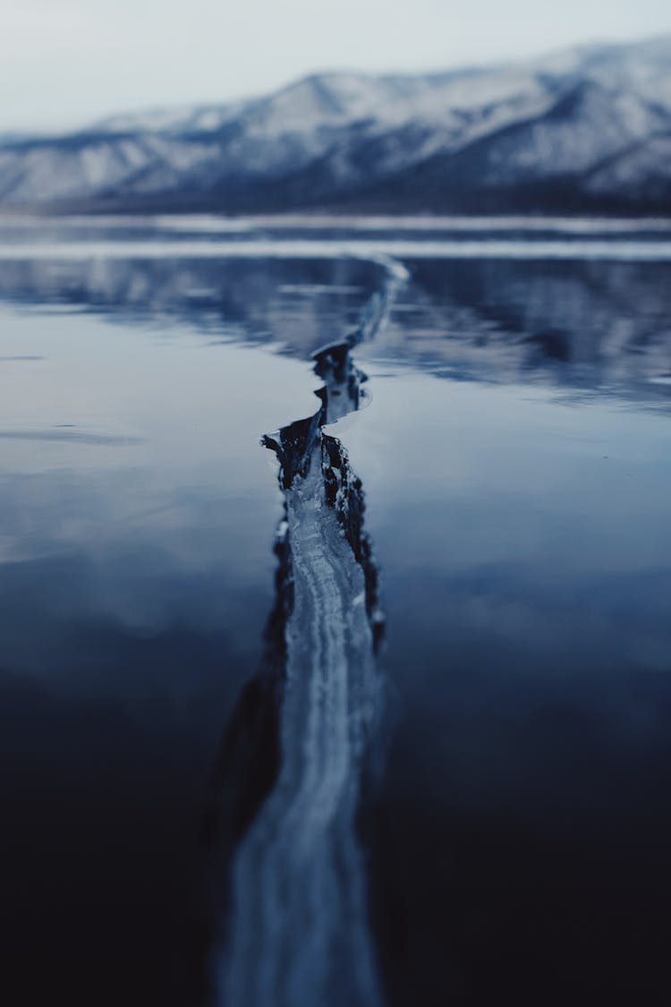 Crack On The Surface Of A Frozen Lake