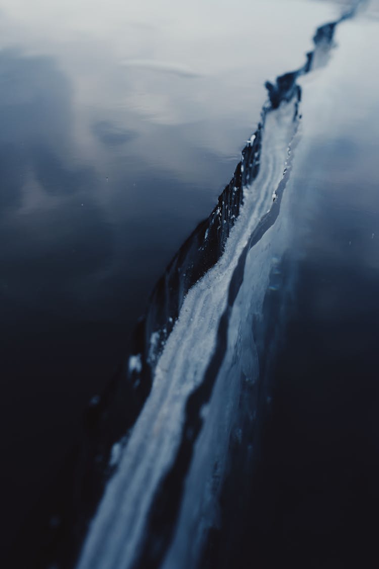 Close-up Of A Crack In Ice 