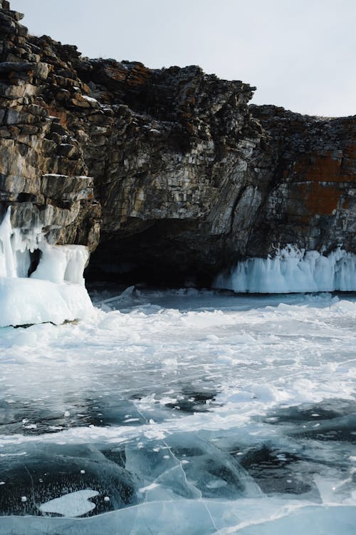 Frozen Sea Shore and Rocks