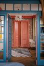 Brown Wooden Door With White Flower