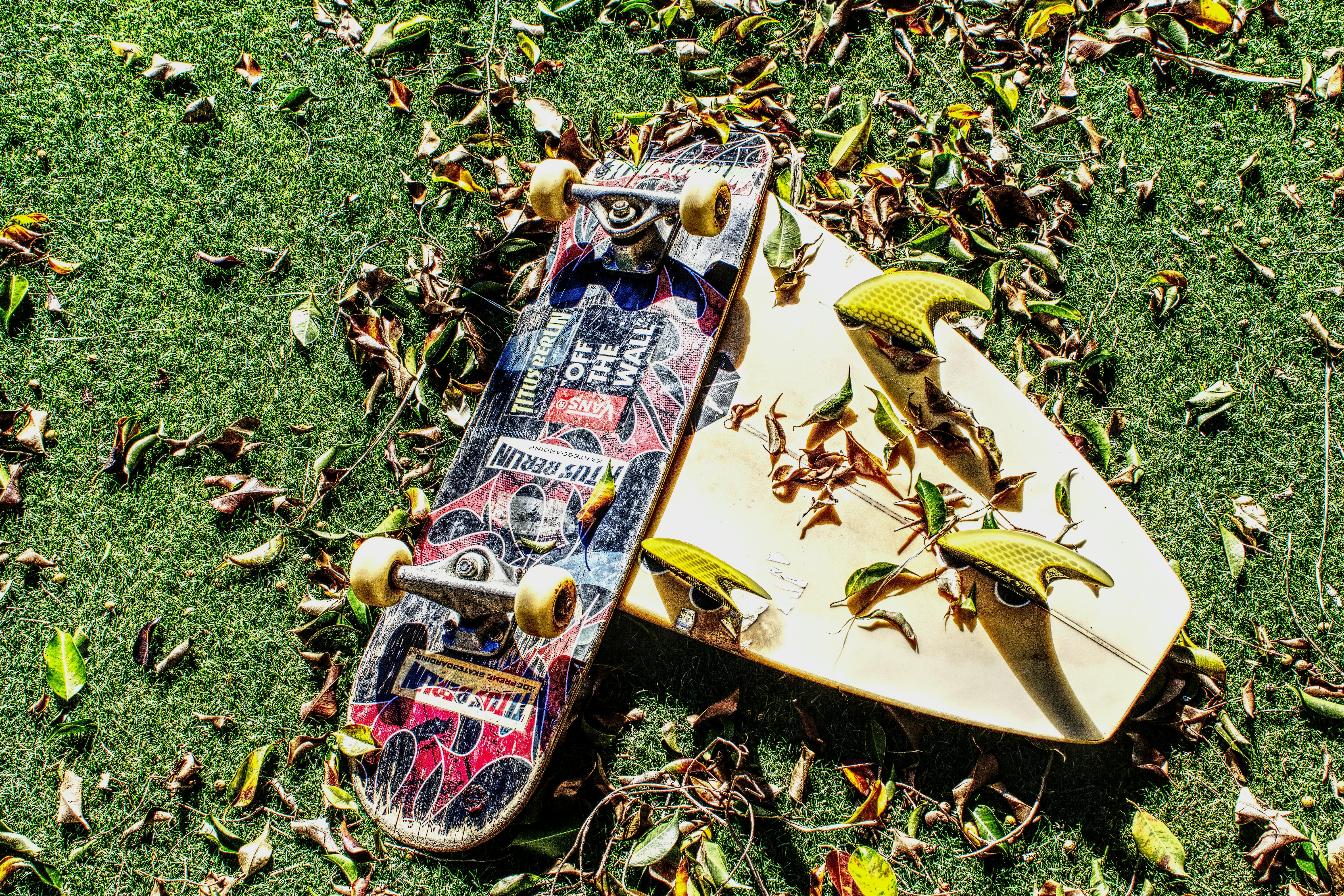 Close-up of textured deck grip tape on a surfboard