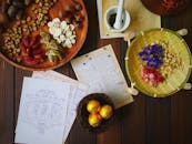 Table with Ingredients and Recipes for Traditional Medicines