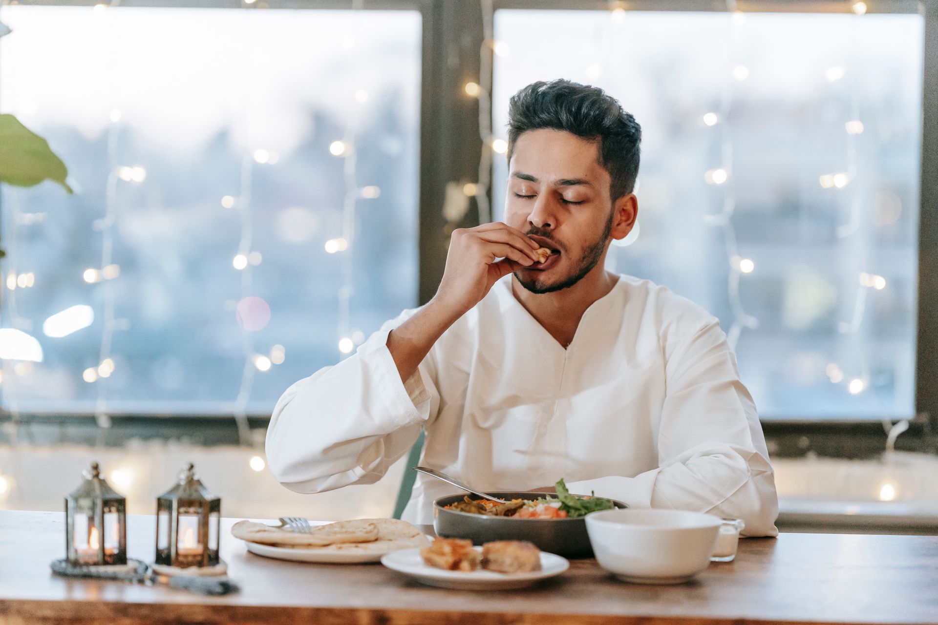 Man Having Dinner