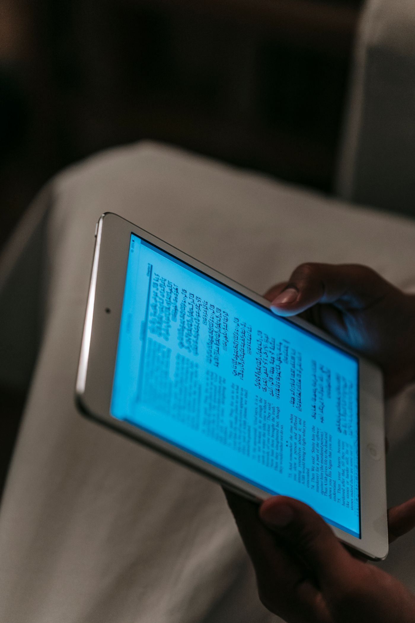 Person reading on a tablet