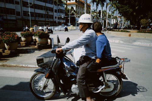 Father and Son on a Motorcycle