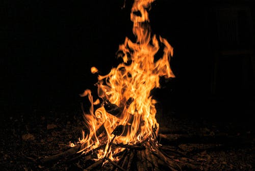 A Burning Fire at Night
