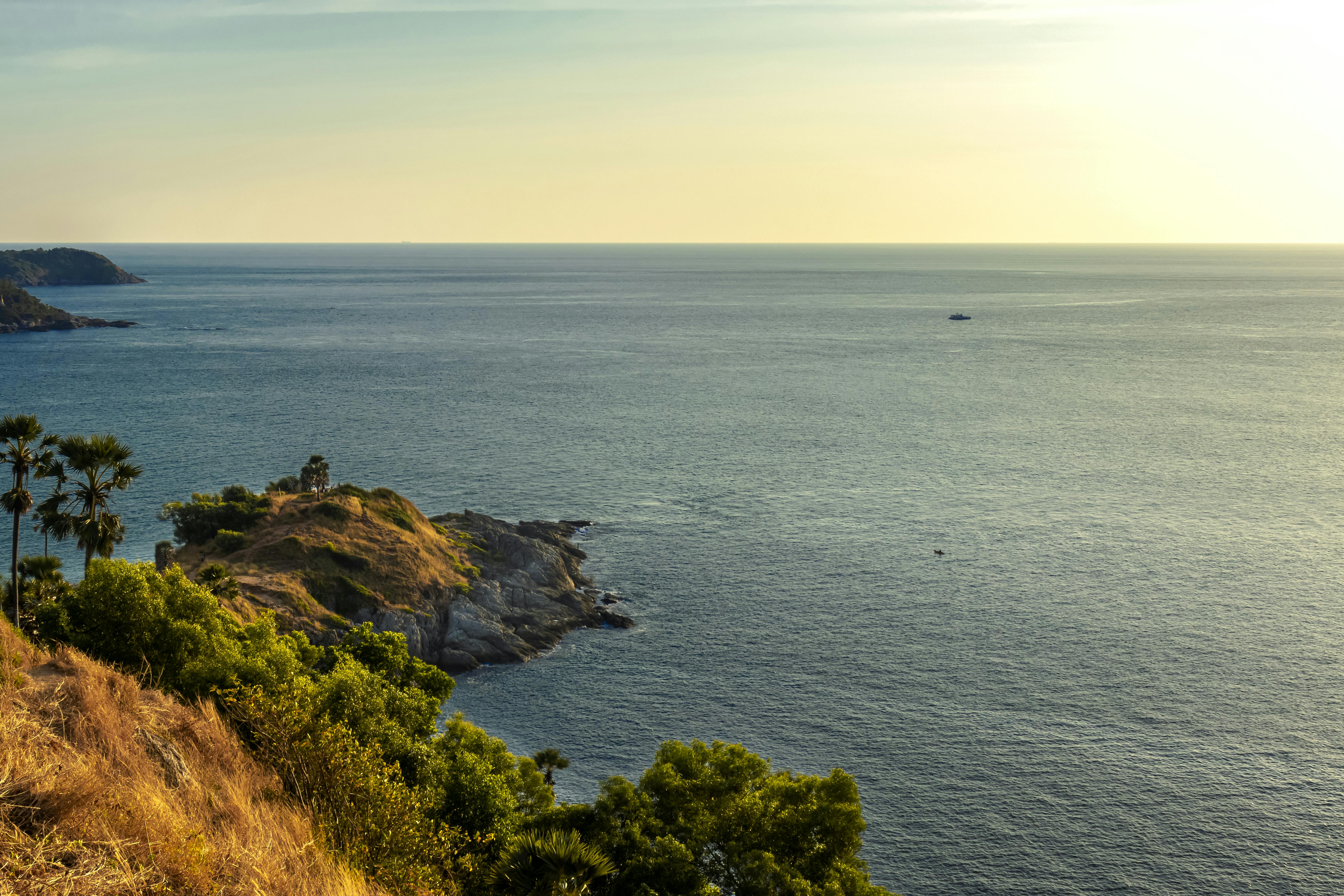 Secluded sea and lush greenery view in southern Phuket