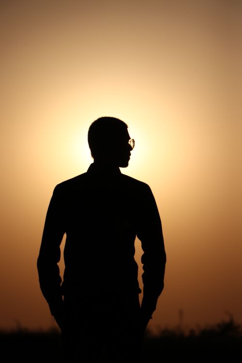Silhouette of a Man Standing during Sunset · Free Stock Photo