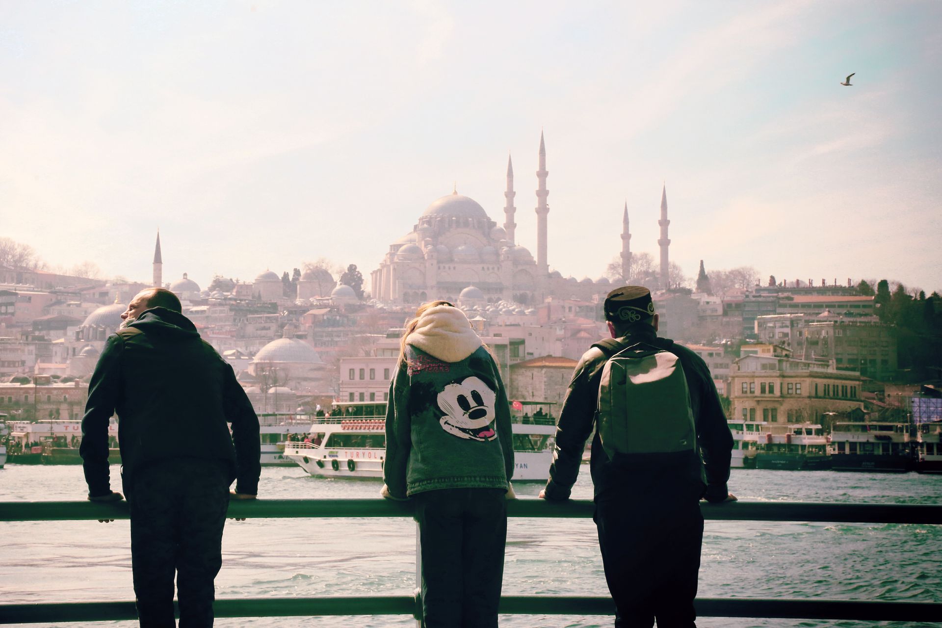 People Looking at the View of the Hagia Sophia Grand Mosque