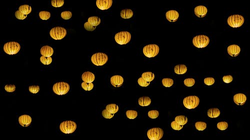 Free Orange Sky Lanterns Stock Photo