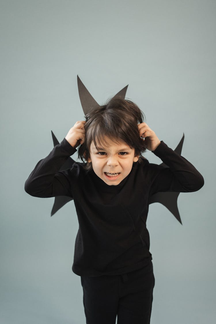 Furious Boy In Devil Costume