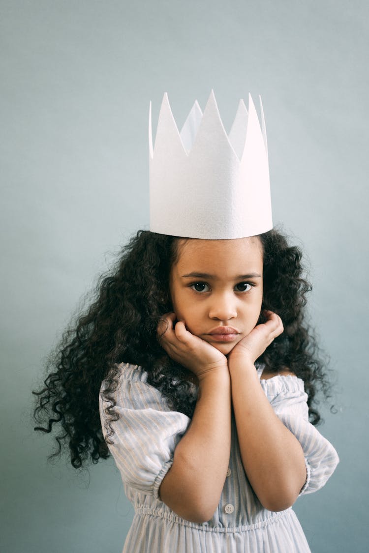 Cute Black Girl In Princess Outfit In Studio