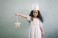 Cute black girl in Halloween princess costume