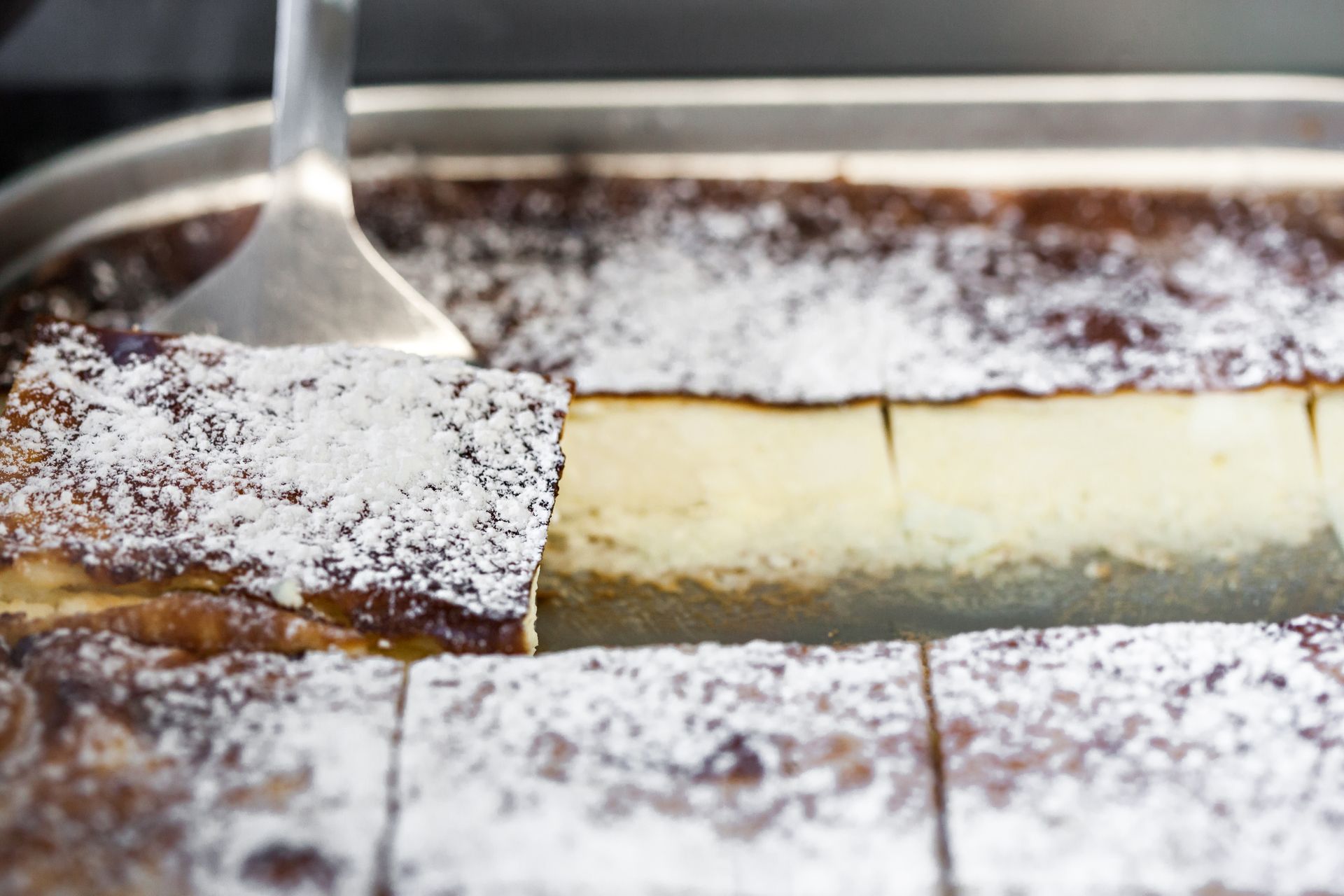 Sweet cottage pie pieces in baking dish