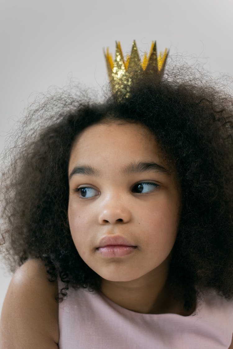 Cute Black Child With Handmade Crown