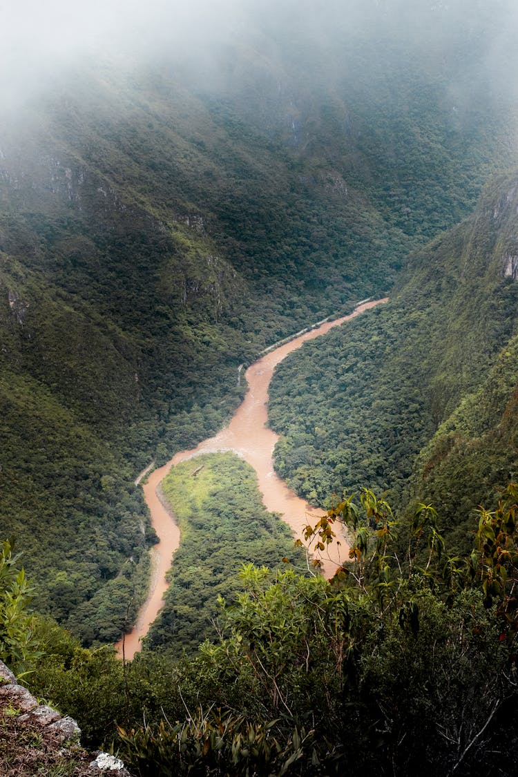 Aerial Footage Of Ravine In A Valley 