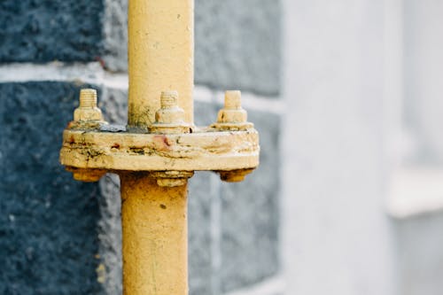 Close-up of a Yellow Gas Pipe