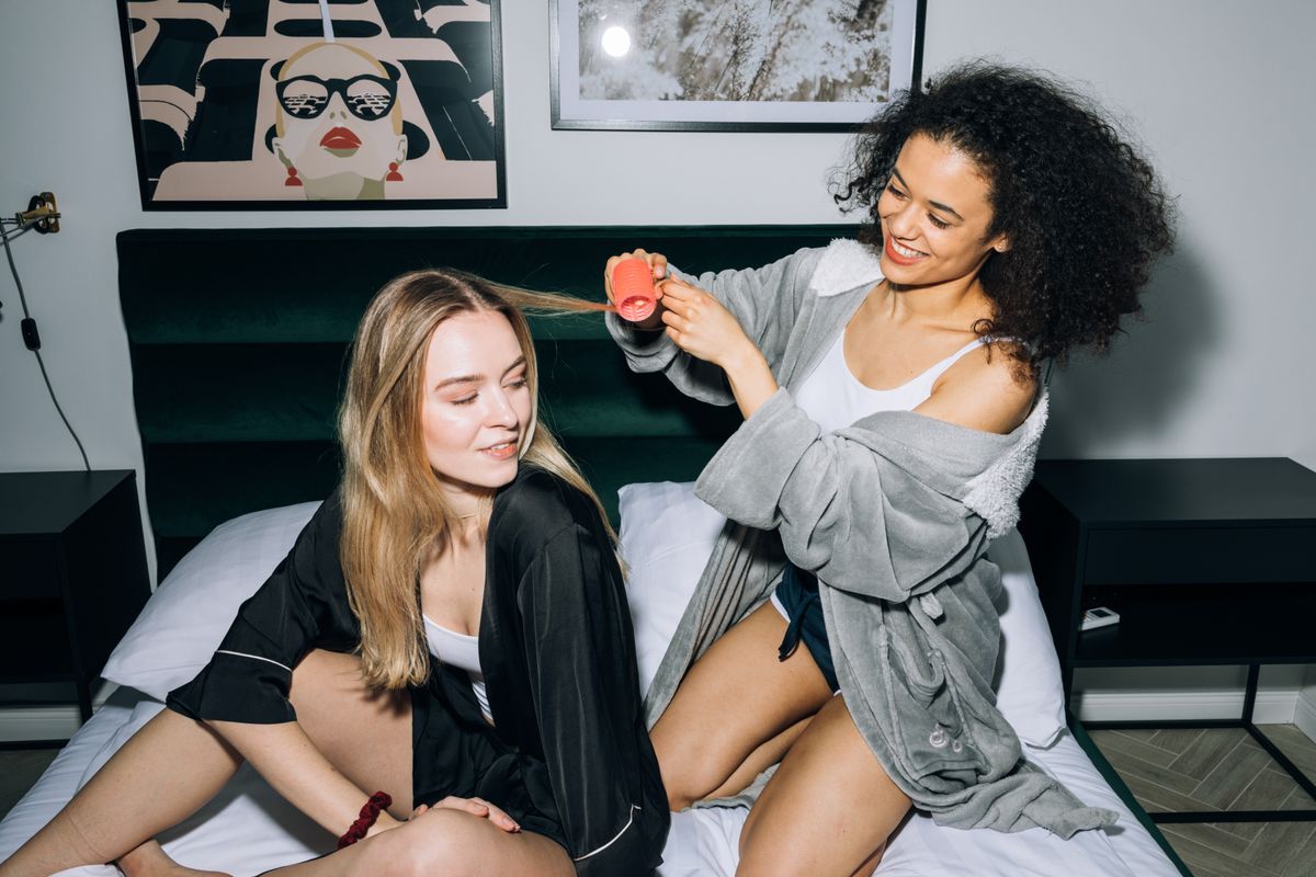 Pajama New Year's Eve party with friends in loungewear