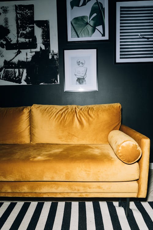 Imagine de stoc gratuită din aparat, canapea, canapea galbenă