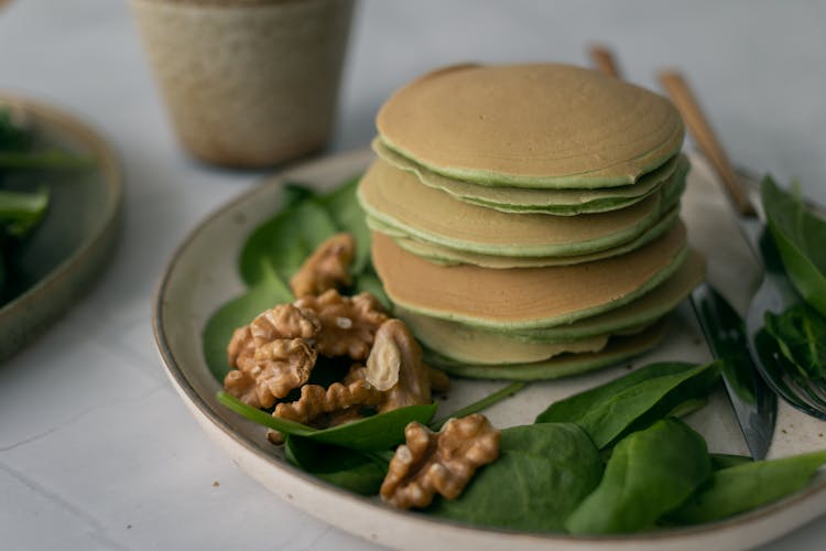 Pancakes And Walnuts On A Plate