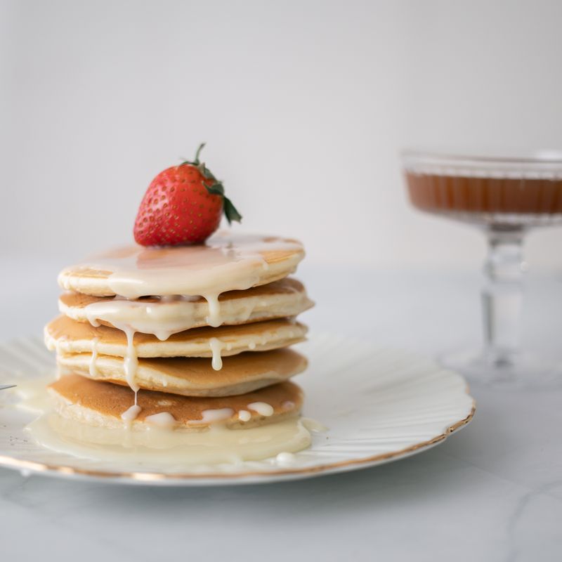 Slow Cooker Eggnog Pancakes with Nutmeg and Rum Glaze