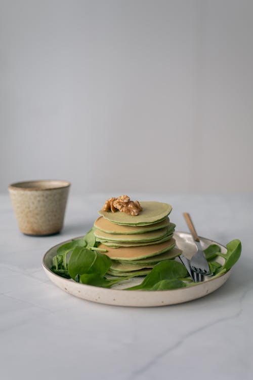 Free Pancakes With Spinach  Stock Photo